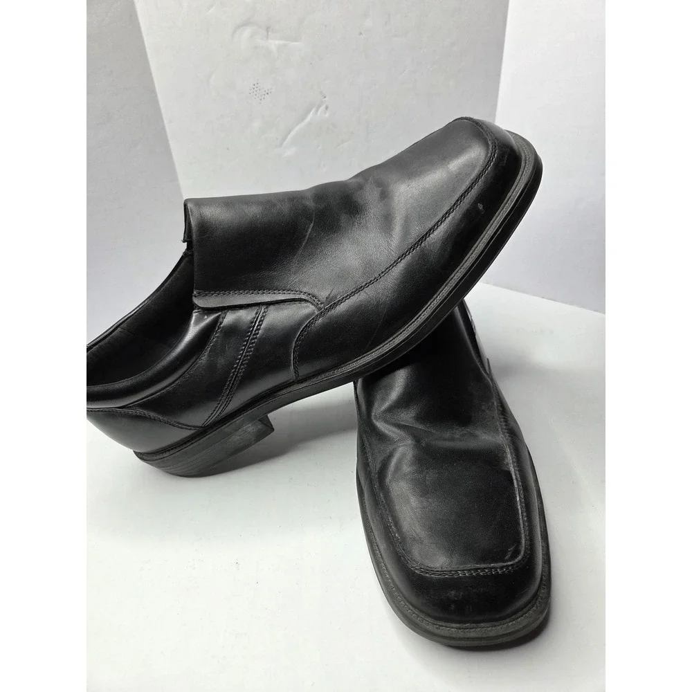 Dockers Mens Black Leather Slip On Loafers Square Toe Shoes 90-93194 Size 13W‎